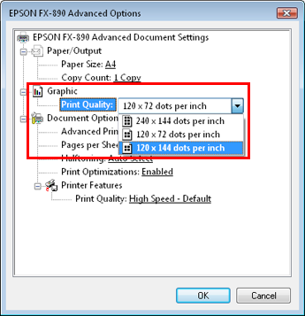 How to change the resolution of dot-matrix printer?