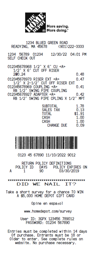 The Home Depot Receipt Template 1