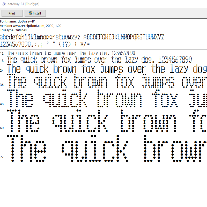 dotArray-B1 < Fonts < Receipt Fonts and Templates Store