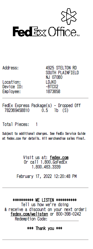 FedEx Office Receipt Template 1