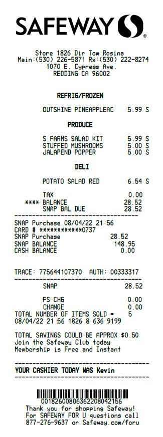 Safeway Receipt Template 1