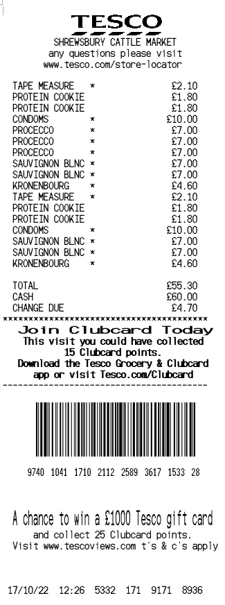 Tesco Receipt Template 1