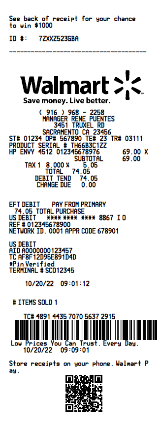 Walmart Receipt Template 1