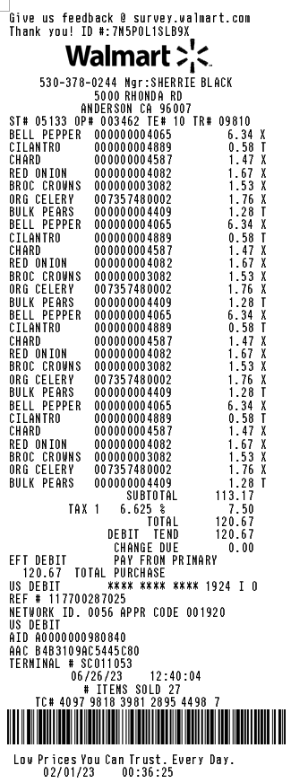 Walmart Receipt Template 3